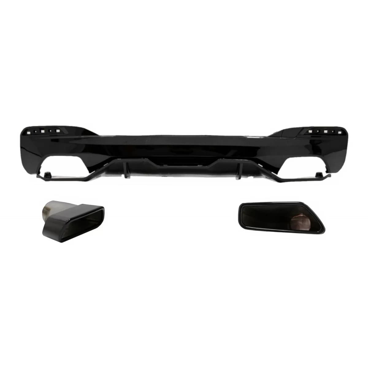 Rear Bumper Diffuser with Exhaust Muffler Tips suitable for BMW 5 Series G30 G31 Limousine Touring (2017-up) M Performance Design Black