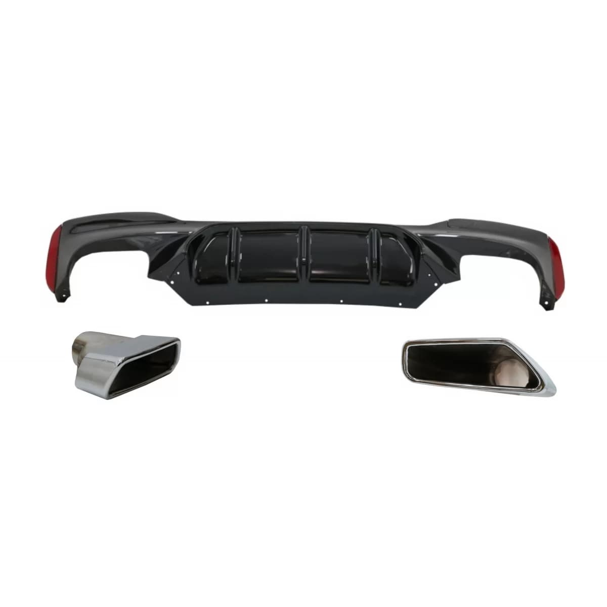 Rear Bumper Diffuser with Exhaust Muffler Tips Chrome suitable for BMW 5 Series G30 G31 Limousine Touring (2017-up) M5 Design