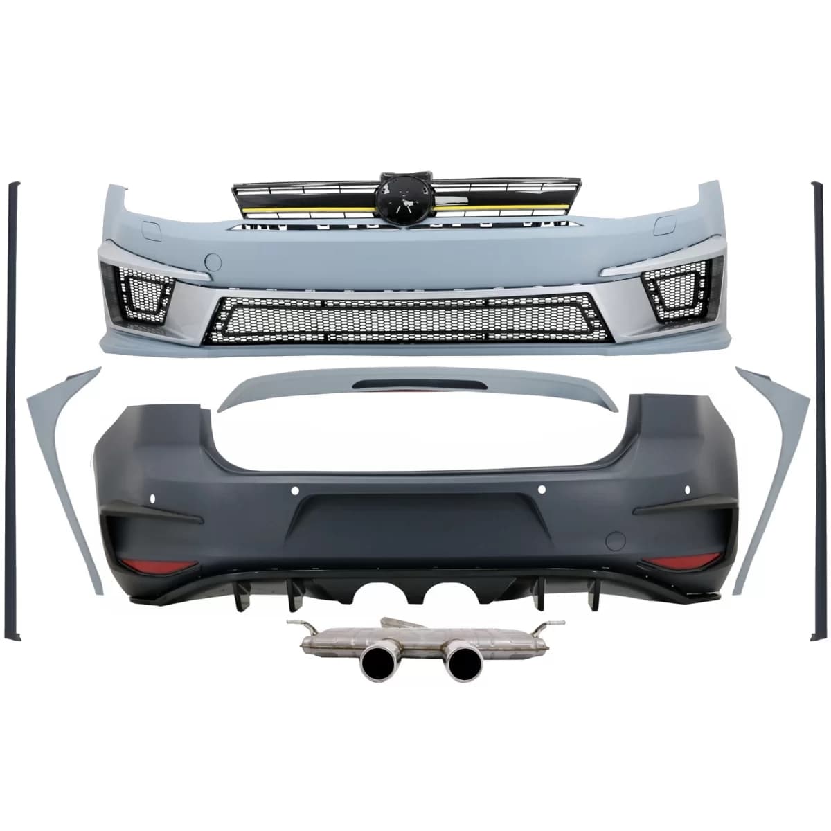Complete Body Kit suitable for VW Golf 7 VII 5G1 (2012-2017) R400 Design with Complete Exhaust System And Windshield Roof Wing Fins Spoiler