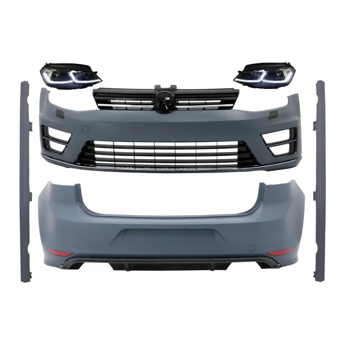 Complete Body Kit with G7.5 Look LED Headlights Bi-Xenon Look Sequential Dynamic Turning Lights suitable for VW Golf 7 VII (11/2012-07/2017) R Design