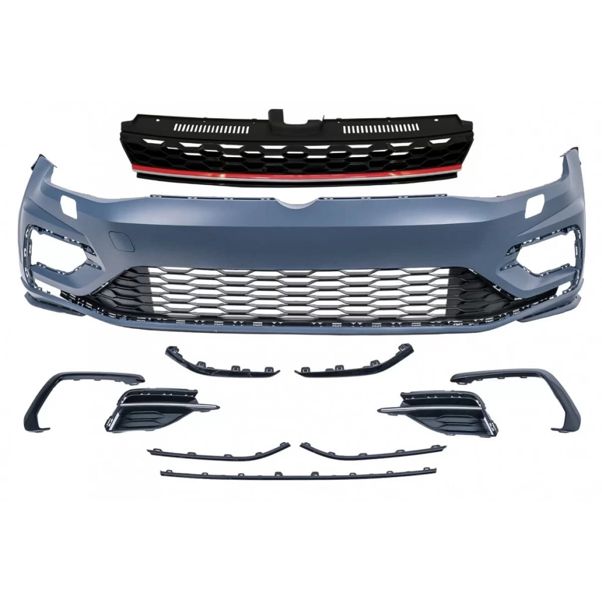 Front Bumper with Central Badgeless Grille suitable for VW Golf 7.5 (2017-2020) R GTI Design