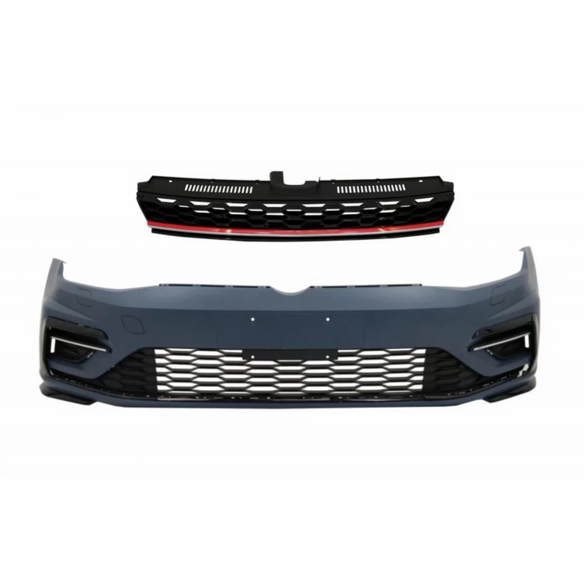 Front Bumper with Central Badgeless Grille suitable for VW Golf 7.5 (2017-2020) R GTI Design