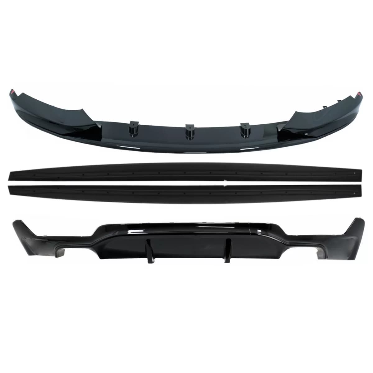 Front Bumper Spoiler Lip suitable for BMW 4 Series F32 F33 F36 Coupe Cabrio Grand Coupe (2013-03.2019) with Side Skirts Add-on Lip Extensions and Rear Bumper Diffuser Twin Double Outlet M-Performance