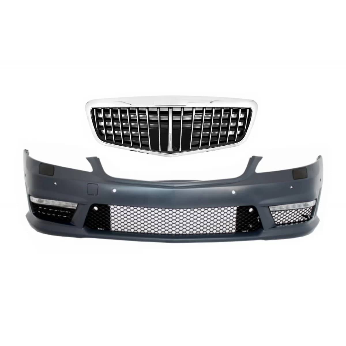 Front Bumper suitable for Mercedes S-Class W221 (2005-2012) with Single Frame Front Grille S63 S65 Design