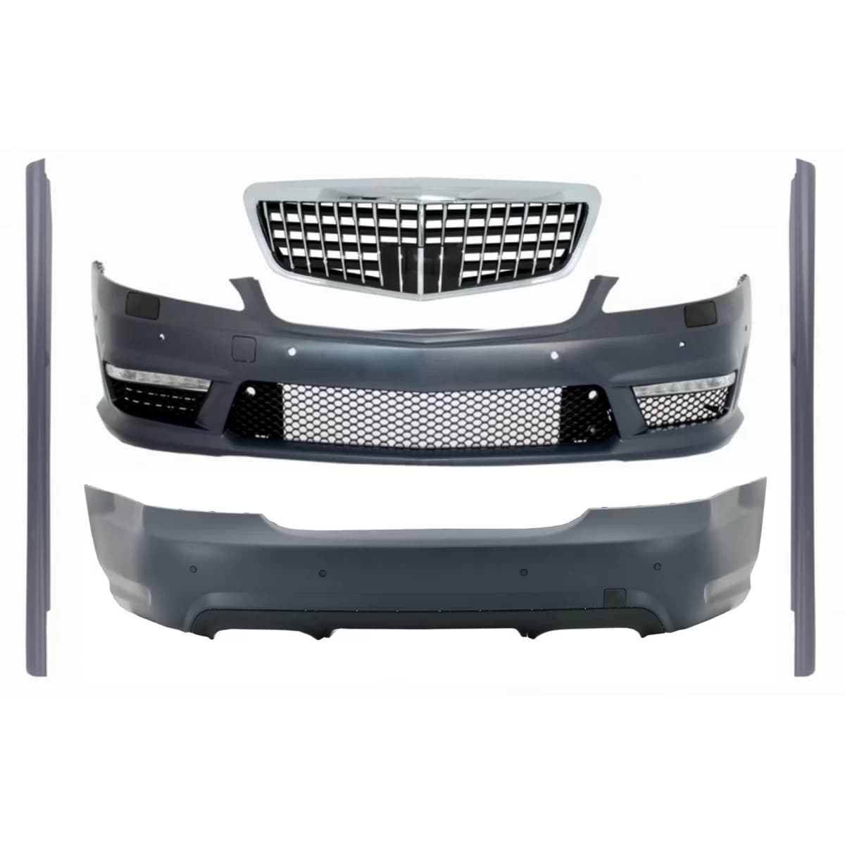 Body Kit suitable for Mercedes S-Class W221 (2005-2012) Bumpers with Front Grille and Side Skirts S63 S65 Design