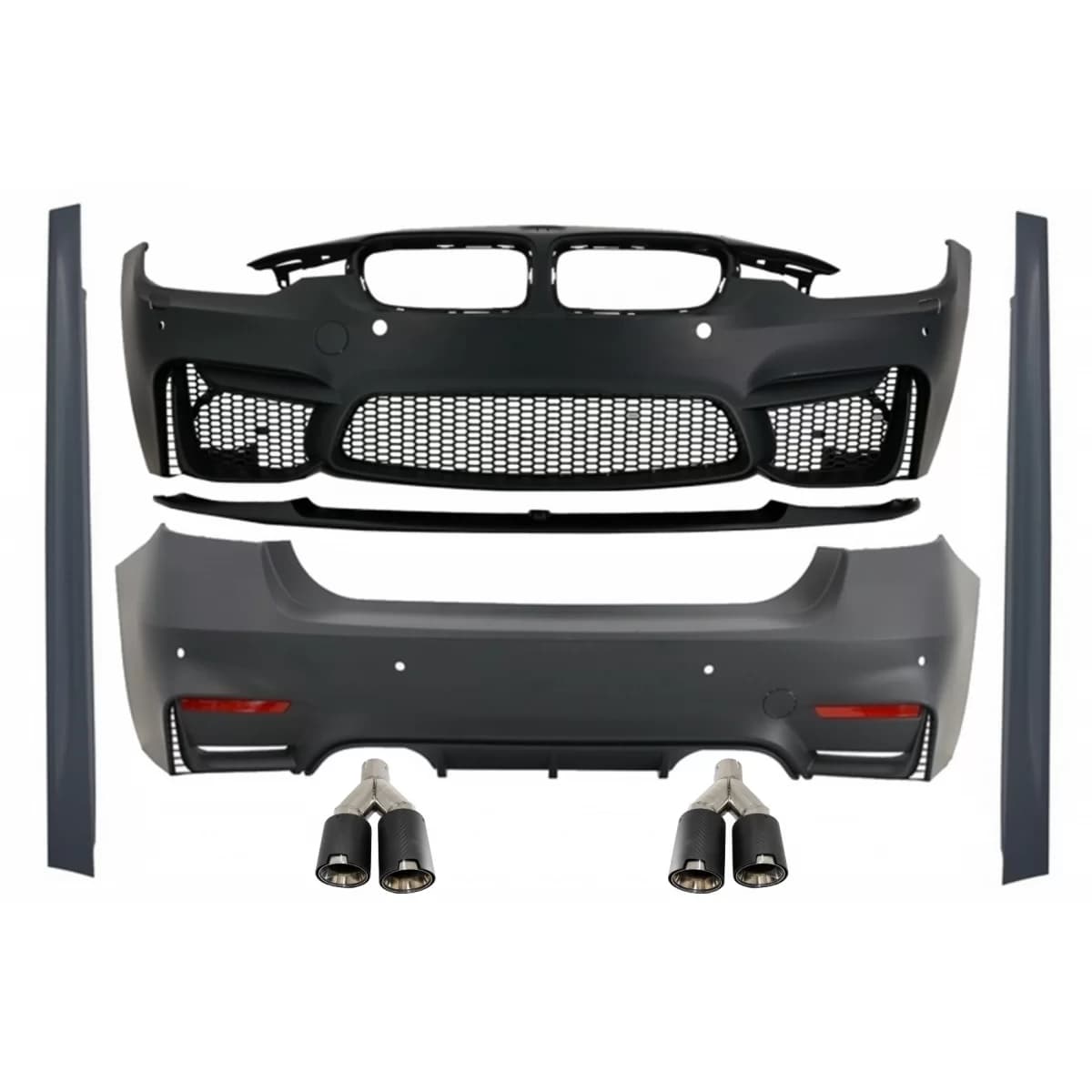 Body Kit with Dual Twin Exhaust Muffler Tips suitable for BMW F30 (2011-2019) EVO II M3 CS Style Without Fog Lamps