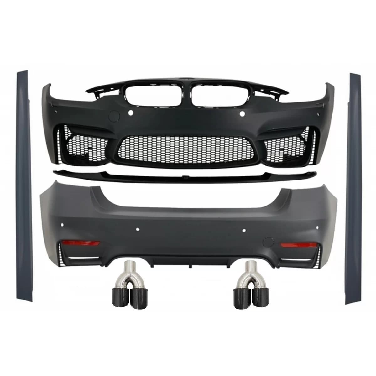Complete Body Kit with Carbon Fiber Exhaust Muffler Tips suitable for BMW F30 (2011-2019) EVO II M3 CS Style Without Fog Lamps
