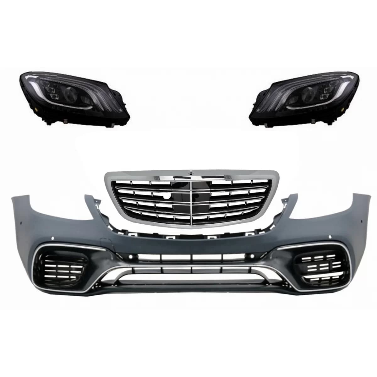 Front Bumper with Central Grille and Headlights Full LED suitable for Mercedes S-Class W222 (2013-06.2017) S63 Design