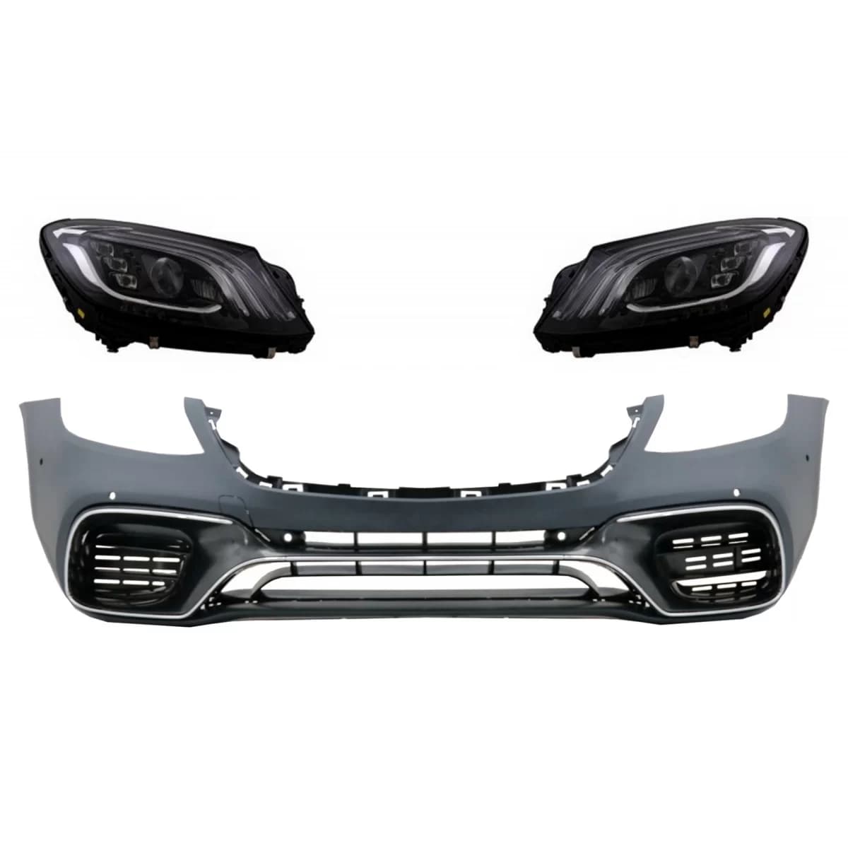 Front Bumper with Headlights Full LED suitable for Mercedes S-Class W222 (2013-06.2017) S63 Design