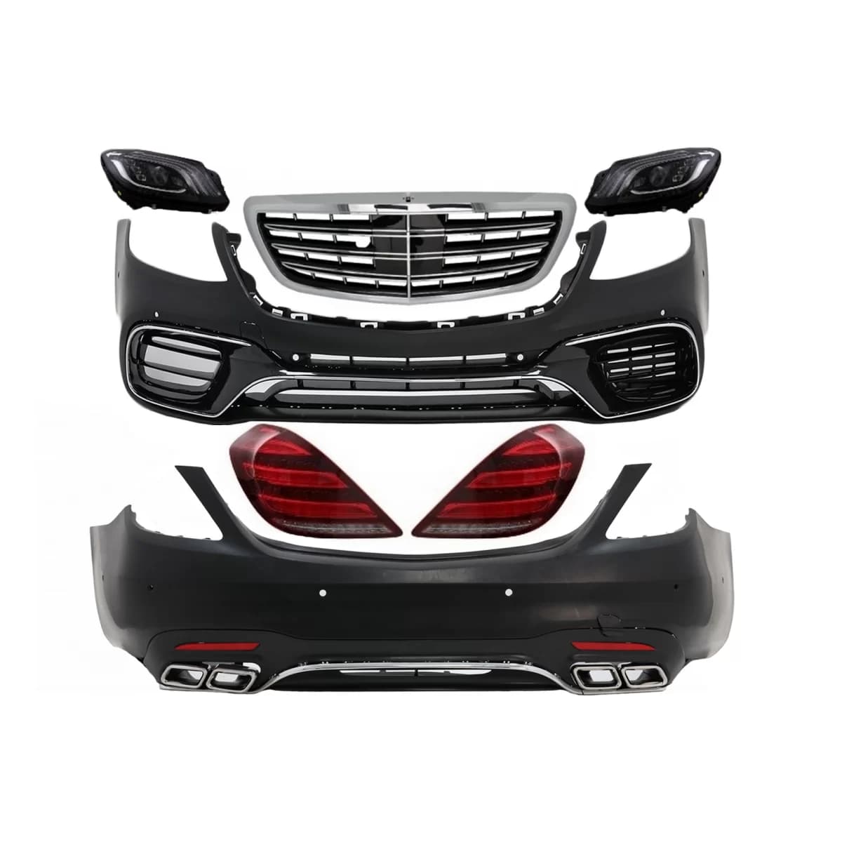 Body Kit suitable for Mercedes S-Class W222 Facelift (2013-06.2017) S63 Design with LED Lights