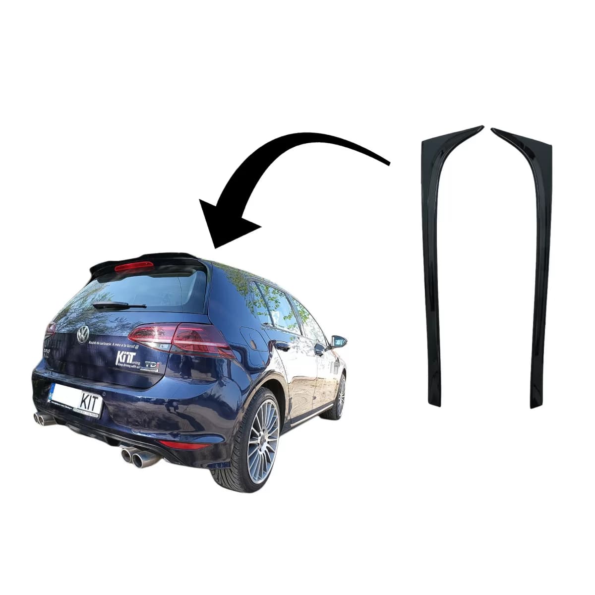 Trunk Rear Window Fin Spoiler suitable for VW Golf 7 & 7.5 (2012-2020) GTI Design Piano Black