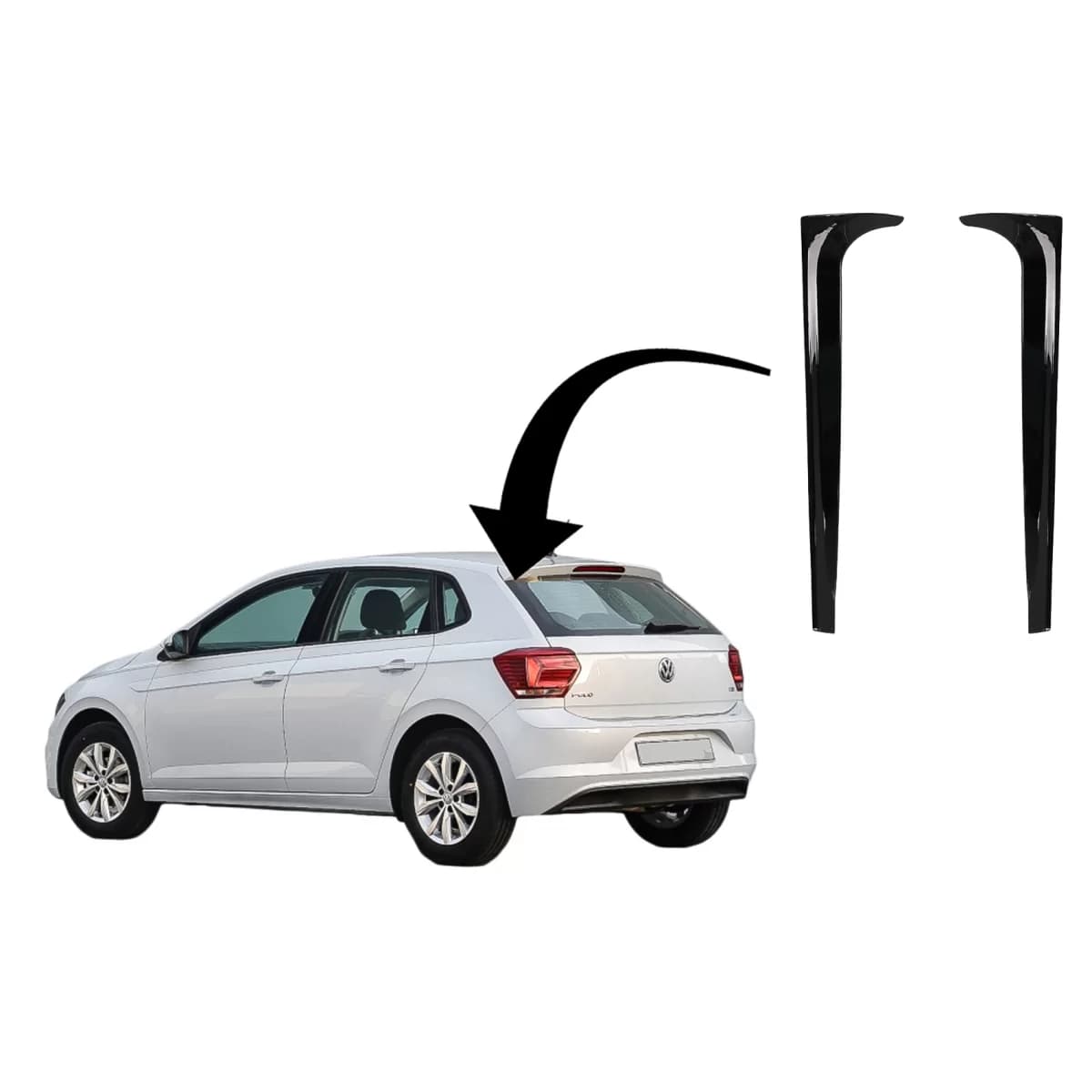 Trunk Rear Window Fin Spoiler suitable for VW Polo AW MK6 (2018-up) Piano Black
