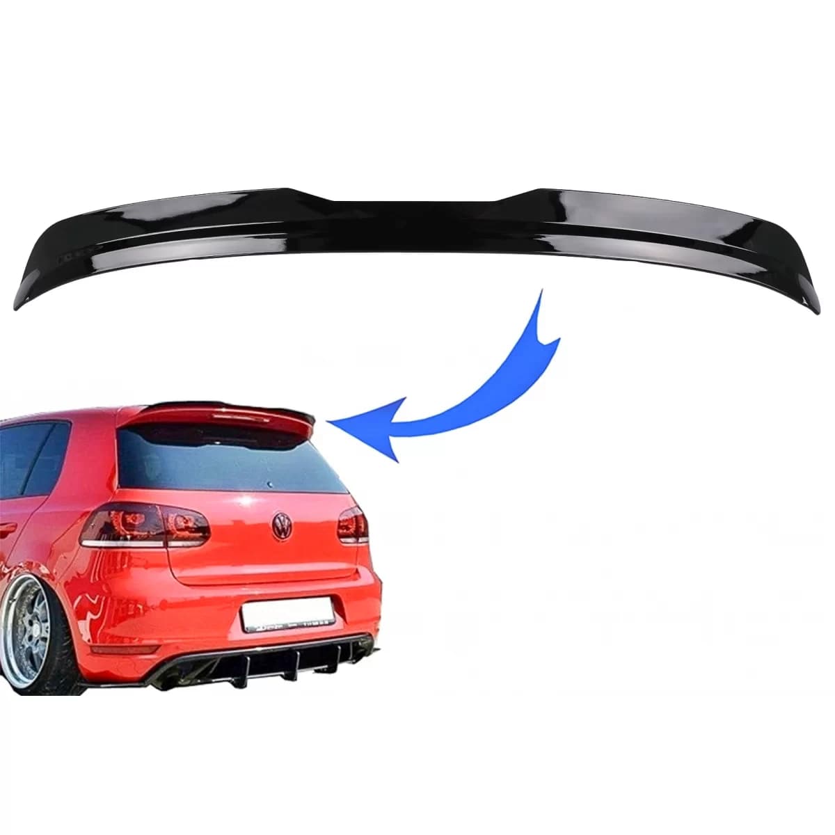 Roof Spoiler Add On Wing suitable for VW Golf 6 Hatchback (2008-2012) GTI Design Piano Black