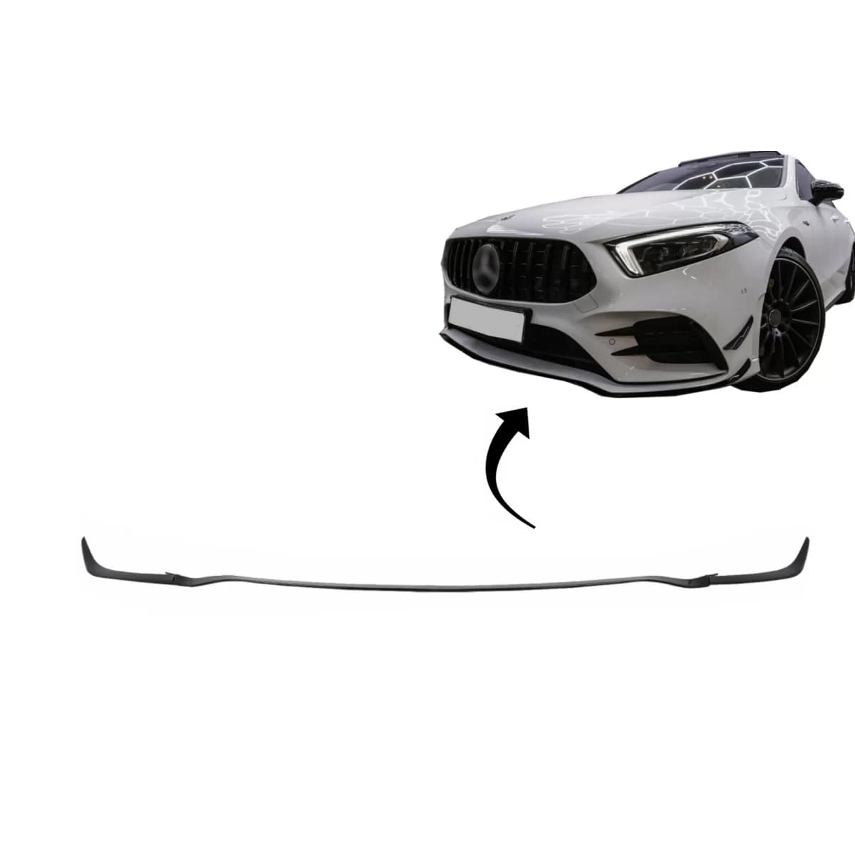 Front Bumper Lip Extension suitable for Mercedes A-Class W177 V177 (04.2018-2022) A35 Design Black Edition