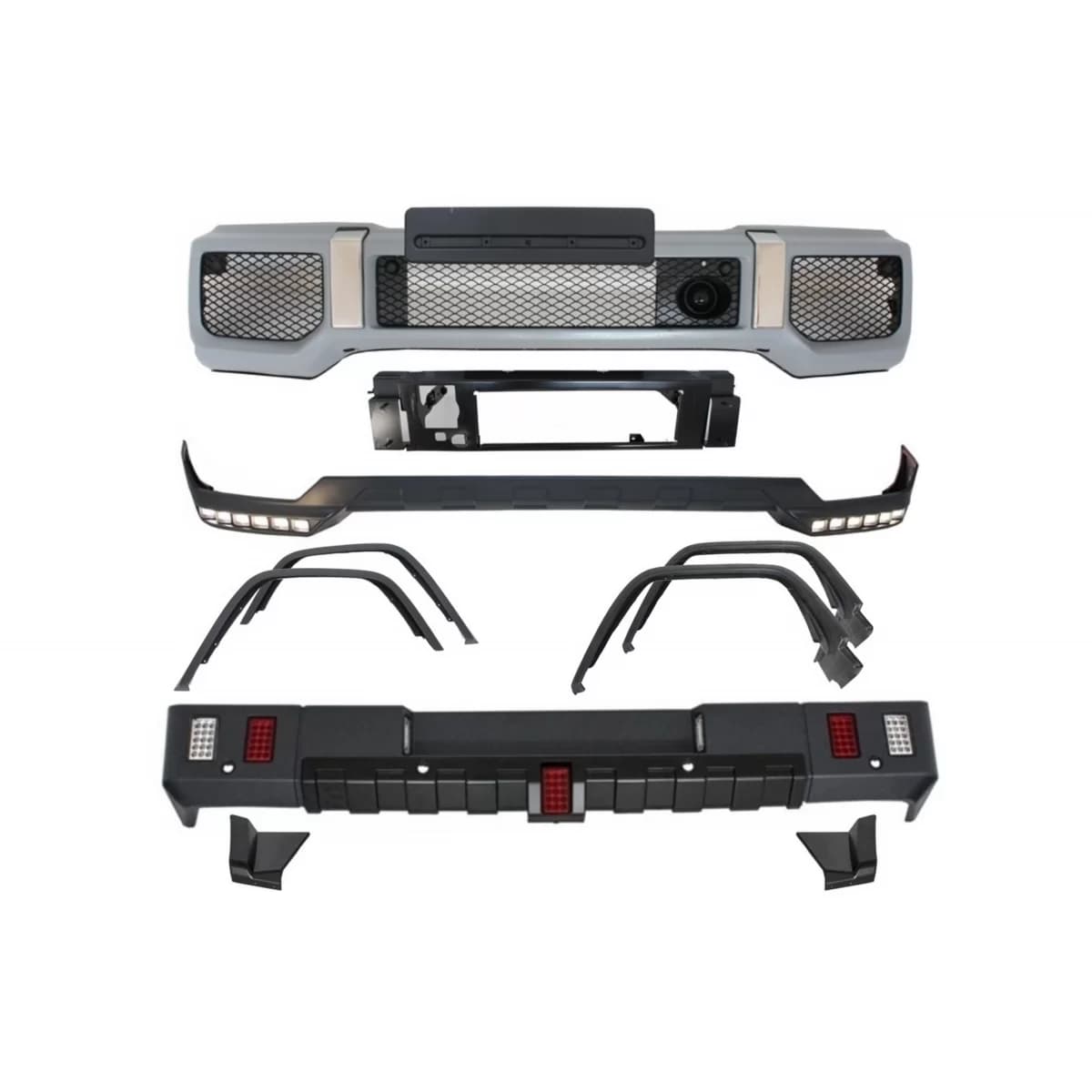 Body Kit suitable for Mercedes G-Class W463 (1989-2017) G63 G65 Design with Fender Flares Wheel Arches and LED DRL Spoiler