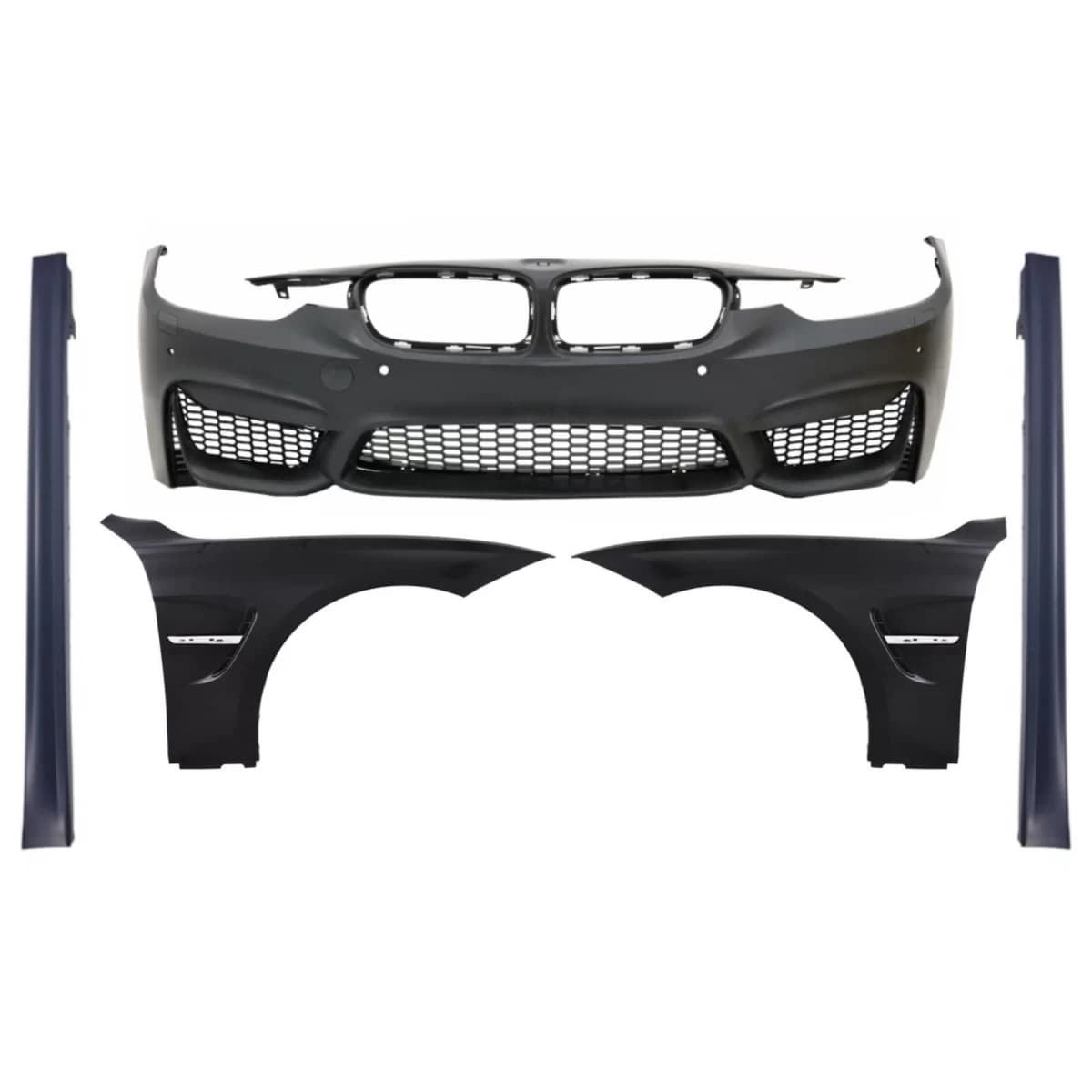 Front Bumper with Front Fenders and Side Skirts suitable for BMW 3 Series F30 F31 Non LCI & LCI (2011-2018) M3 Sport EVO Design
