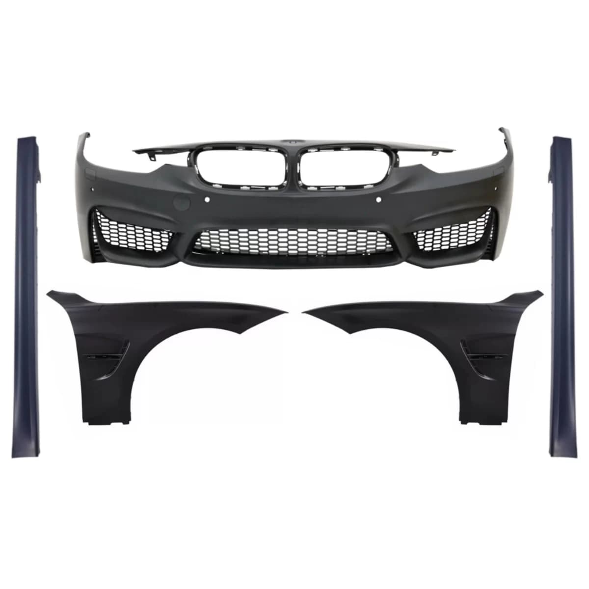 Front Bumper with Front Fenders and Side Skirts suitable for BMW 3 Series F30 F31 Non LCI & LCI (2011-2018) M3 Sport EVO Design