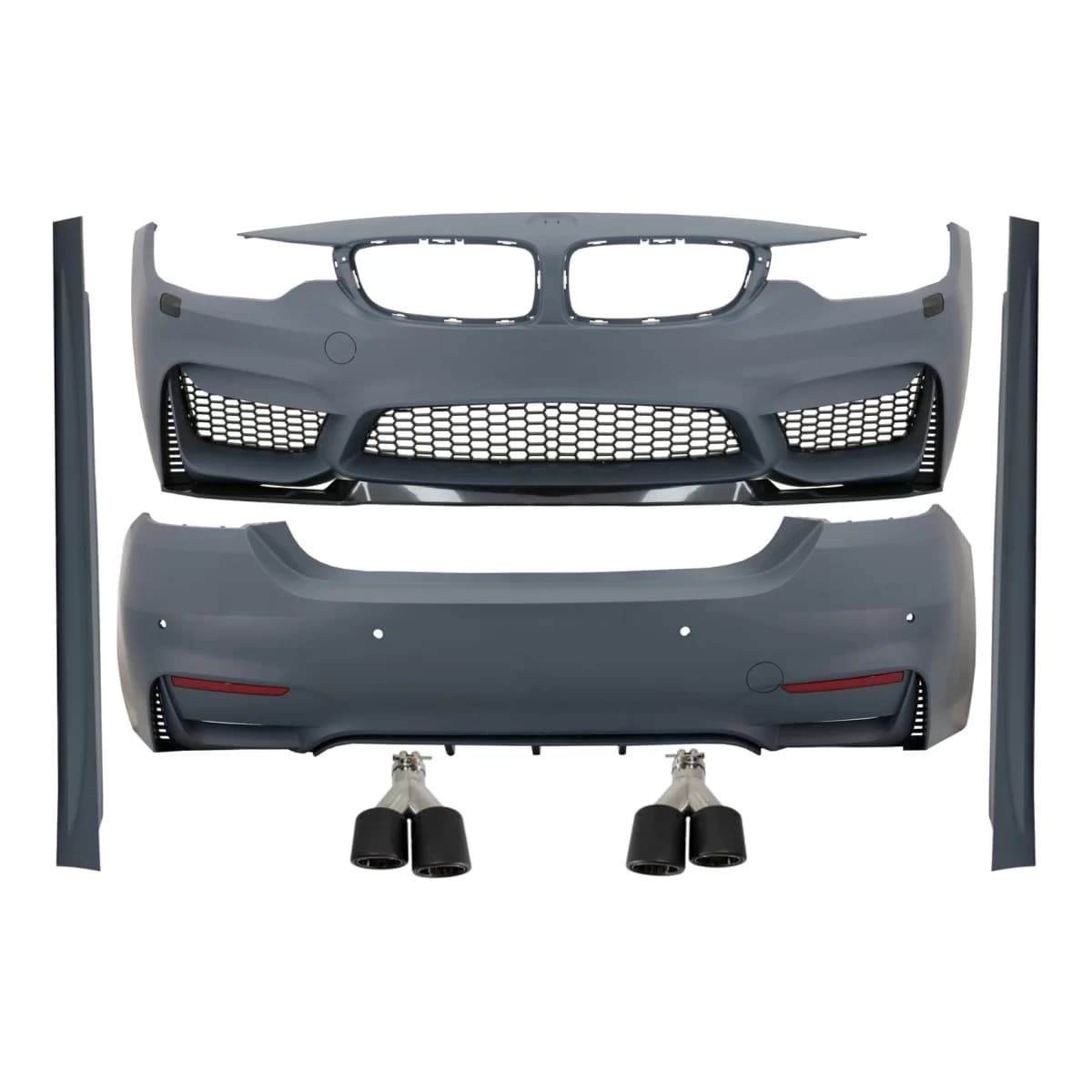 Complete Body Kit suitable for BMW 4 Series F32 F33 Coupe Cabrio (2013-2019) with Dual Twin Exhaust Muffler Tips Carbon Fiber M4 Design