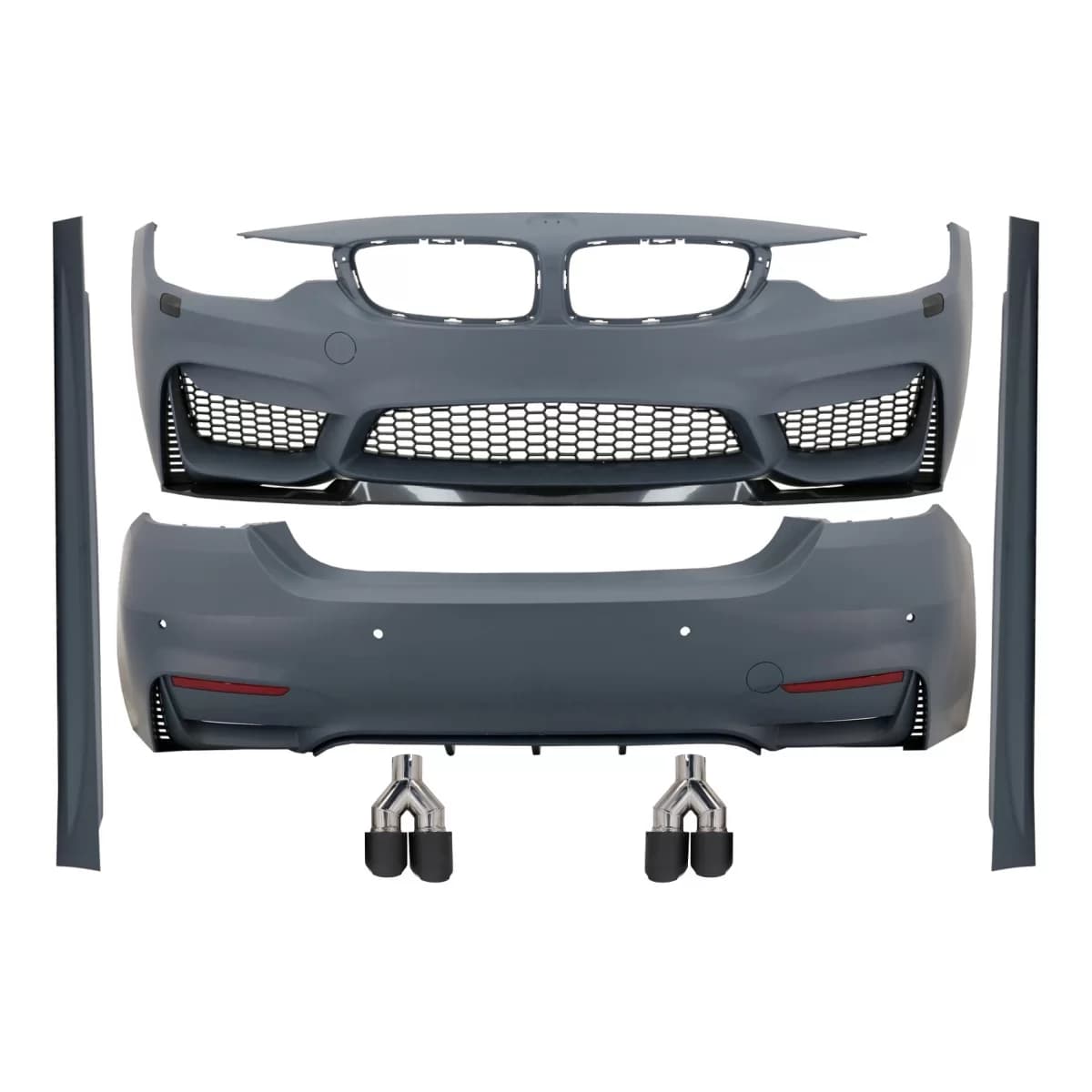 Complete Body Kit suitable for BMW 4 Series F32 F33 Coupe Cabrio (2013-2019) with Exhaust Muffler Tips Carbon Fiber M4 Design