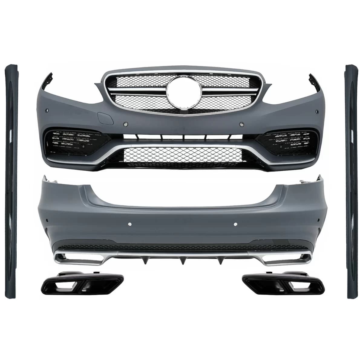 Complete Body Kit with Black Exhaust Tips suitable for Mercedes E-Class W212 Facelift (2013-2016) E63 Design