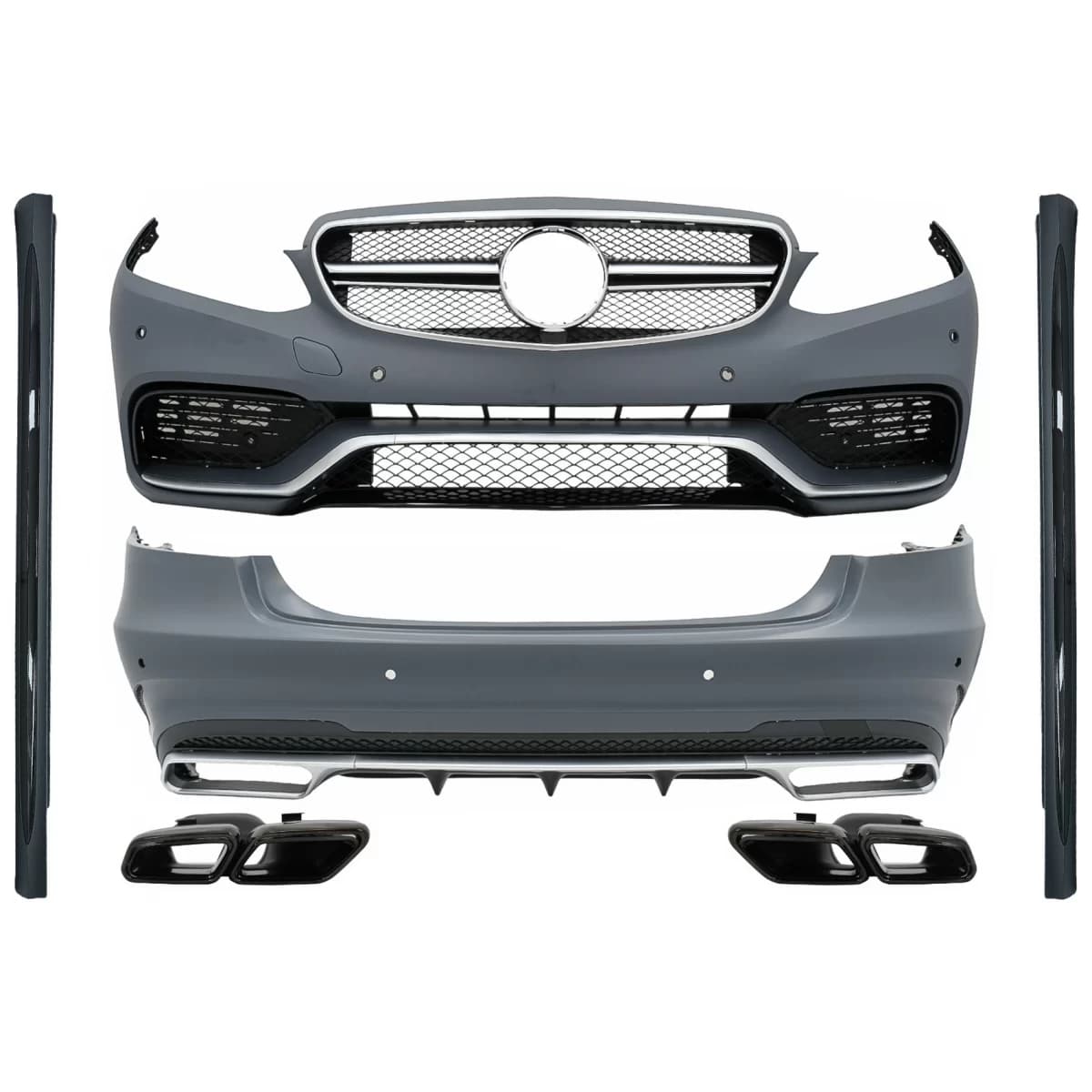 Complete Body Kit with Black Exhaust Tips suitable for Mercedes E-Class W212 Facelift (2013-2016) E63 Design
