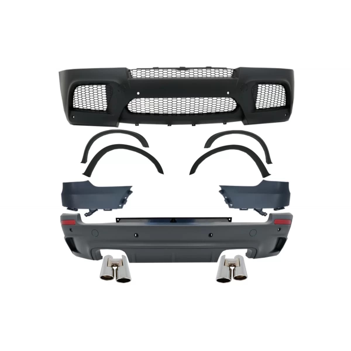 Complete Body Kit with Exhaust Muffler Tips Chrome suitable for BMW X5 E70 (2007-2013) X5M M Design