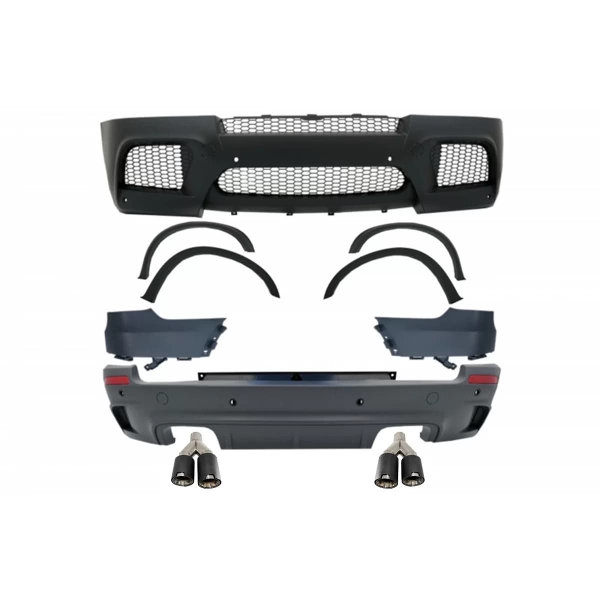 Body Kit suitable for BMW X5 E70 (2007-2013) with Dual Twin Exhaust Muffler Tips Carbon Fiber Matte X5M M Design