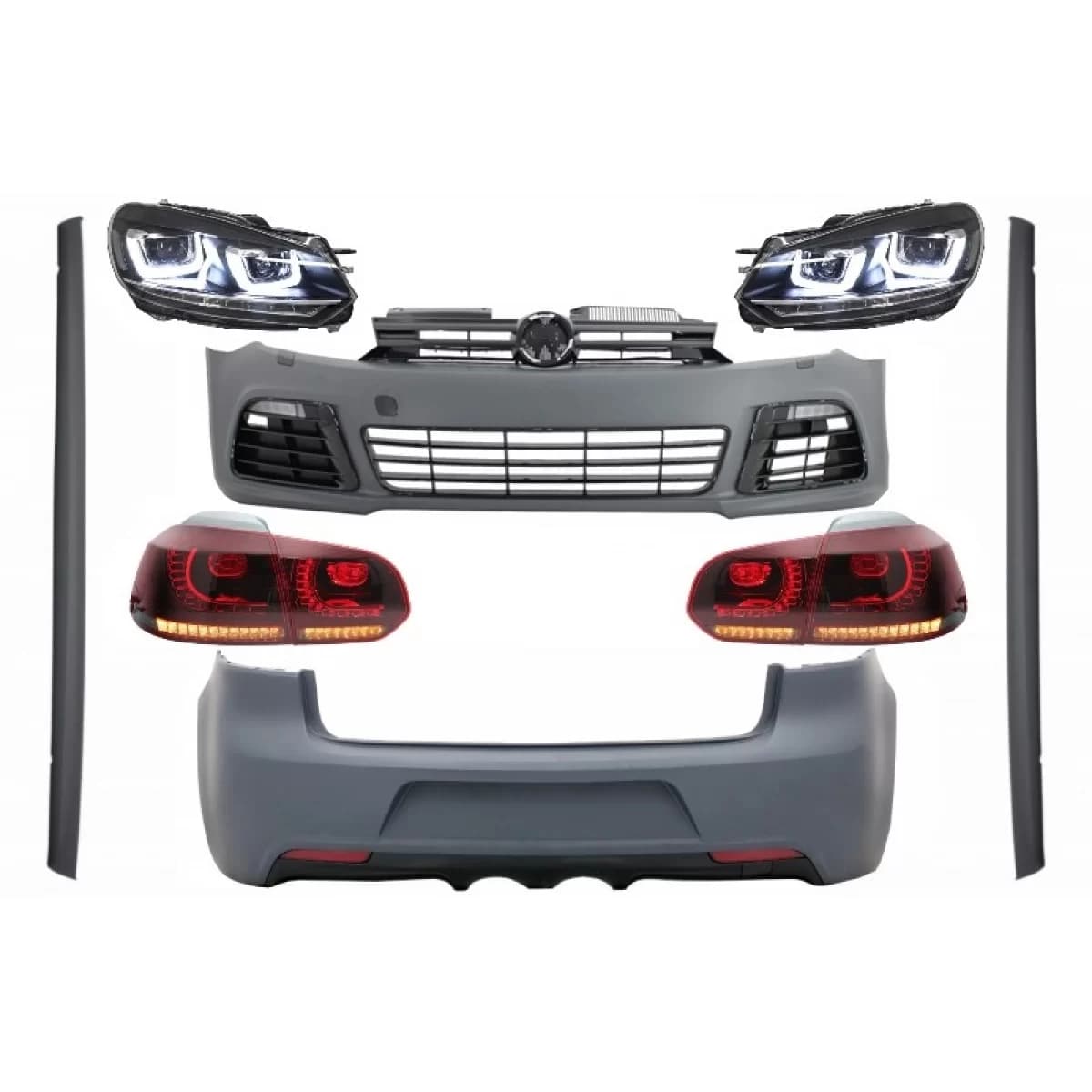 Complete Body Kit suitable for VW Golf VI 6 MK6 (2008-2013) R20 Design with Headlights LED RHD and Taillights Dynamic Turning Light