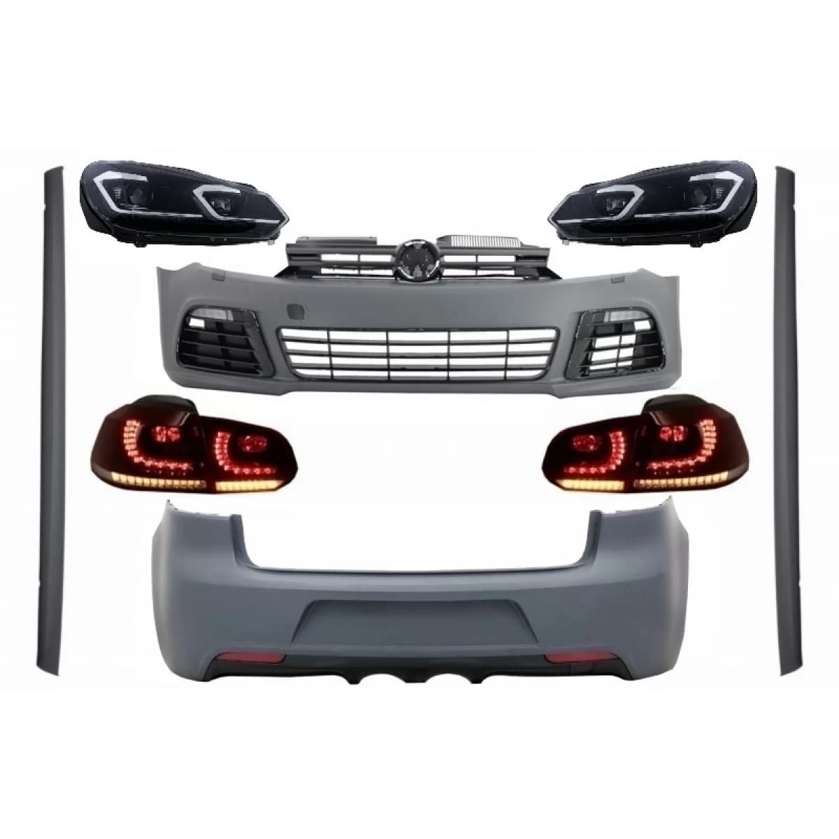Complete Body Kit suitable for VW Golf VI 6 MK6 (2008-2013) R20 Design with Headlights LED and Taillights Dynamic Turning Light