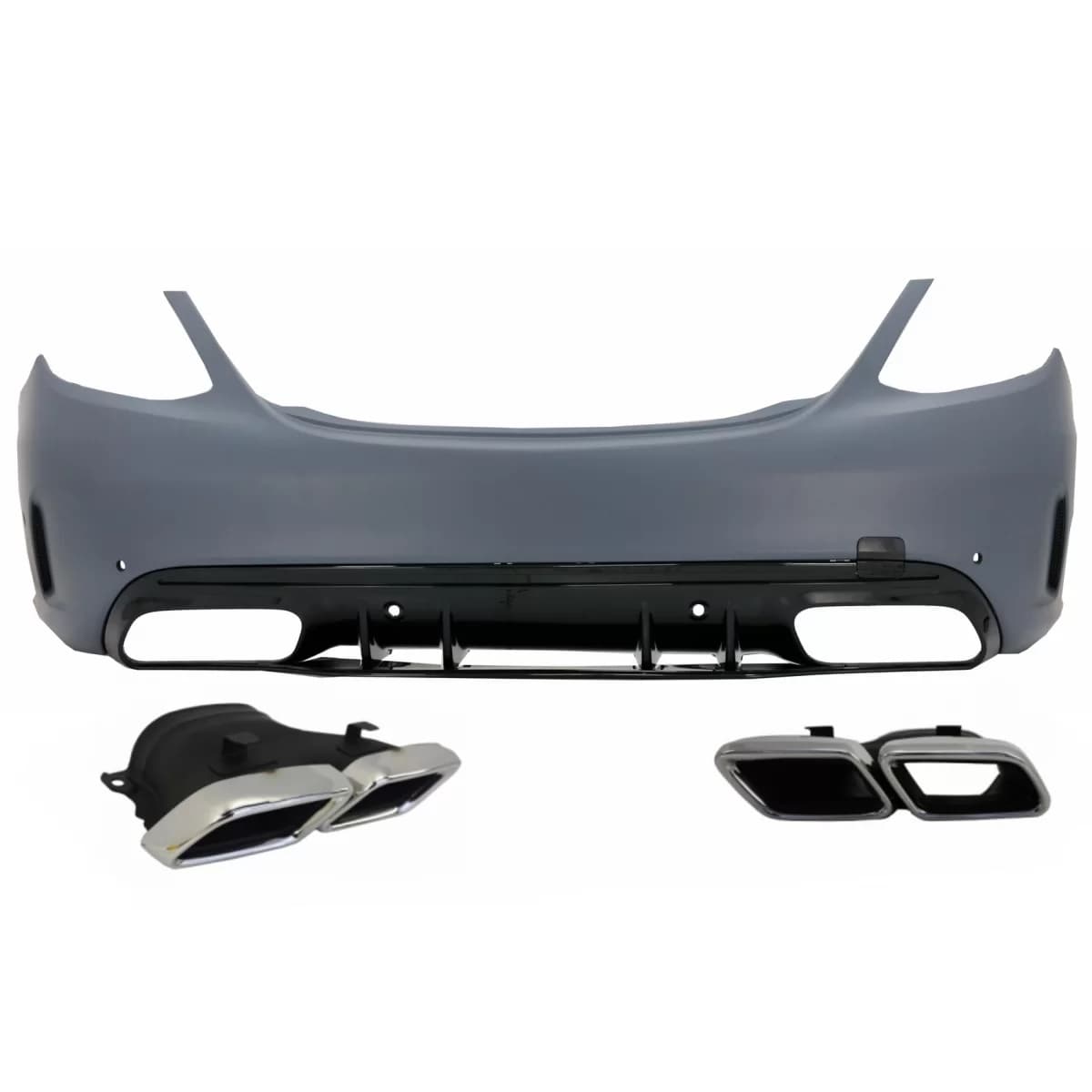 Rear Bumper with Exhaust Muffler Tips Chrome suitable for Mercedes C-Class W205 Limousine (2014-2020) C63 Design
