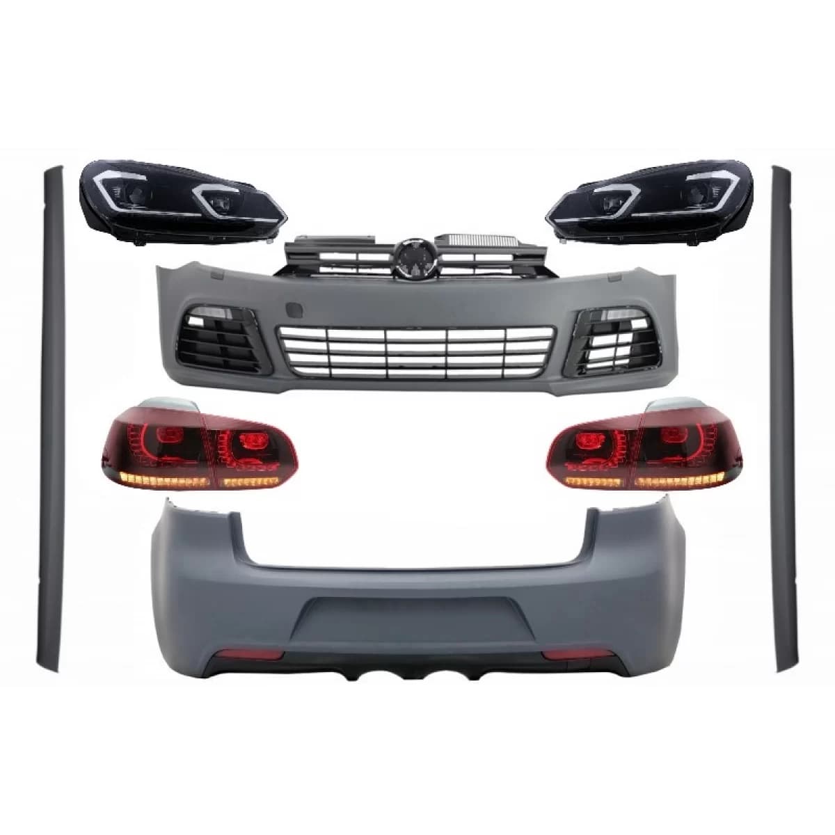 Complete Body Kit suitable for VW Golf VI 6 MK6 (2008-2013) R20 Design with Headlights LED and Taillights Dynamic Turning Light