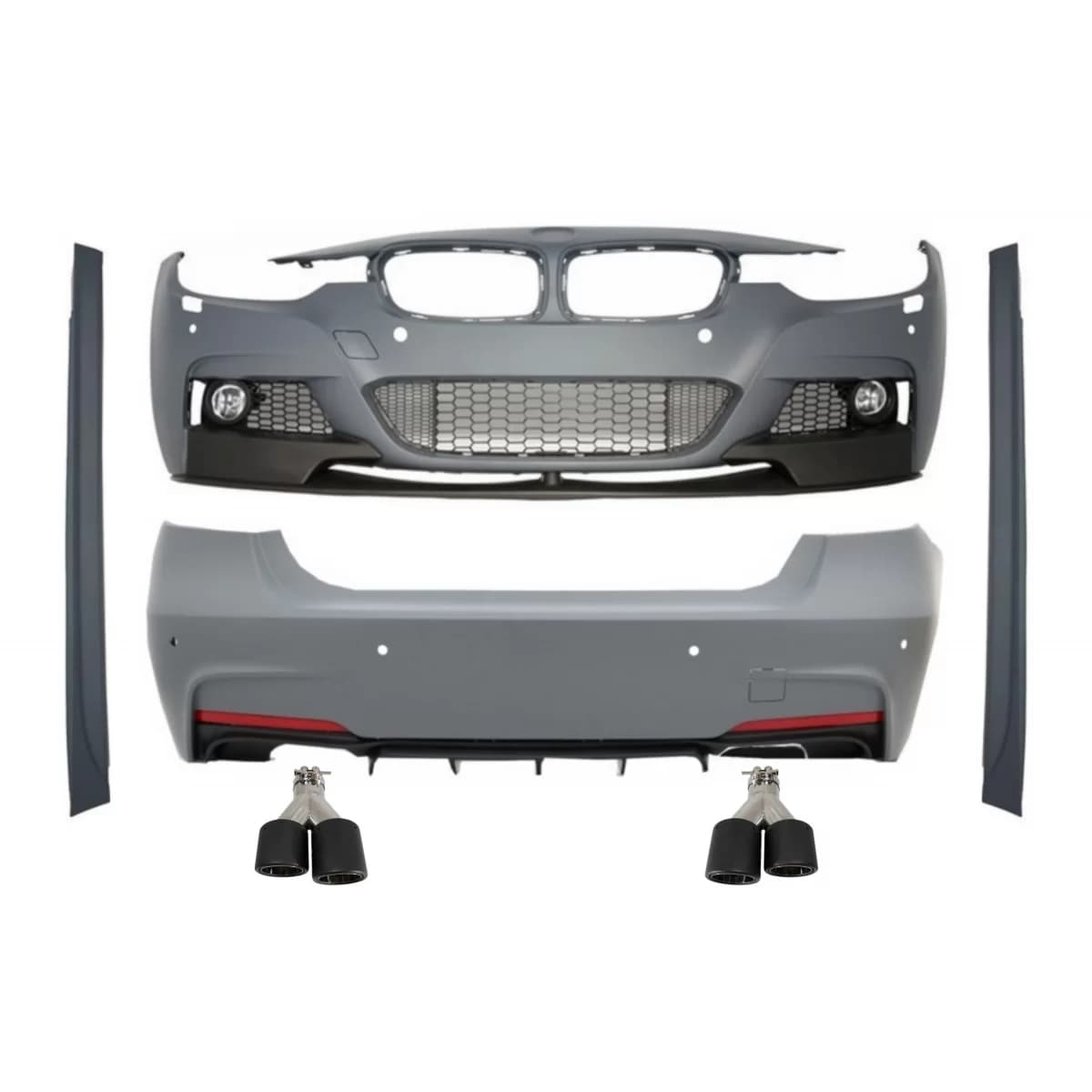 Complete Body Kit With Dual Twin Exhaust Muffler Tips Carbon Fiber Matte suitable for BMW 3 Series F30 (2011-2019) M-Performance Design