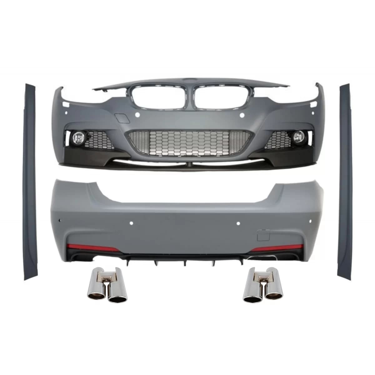 Complete Body Kit With Dual Twin Exhaust Muffler Tips Chrome suitable for BMW 3 Series F30 (2011-2019) M-Performance Design