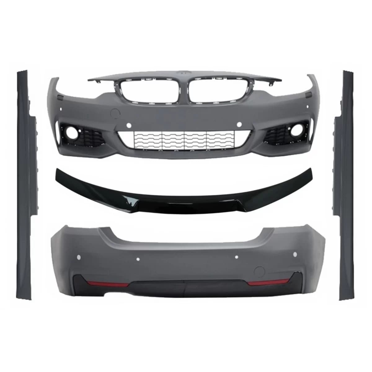 Complete Body Kit suitable for BMW 4 Series F32 Coupe (2013-up) with Trunk Spoiler Piano Black Sport Design