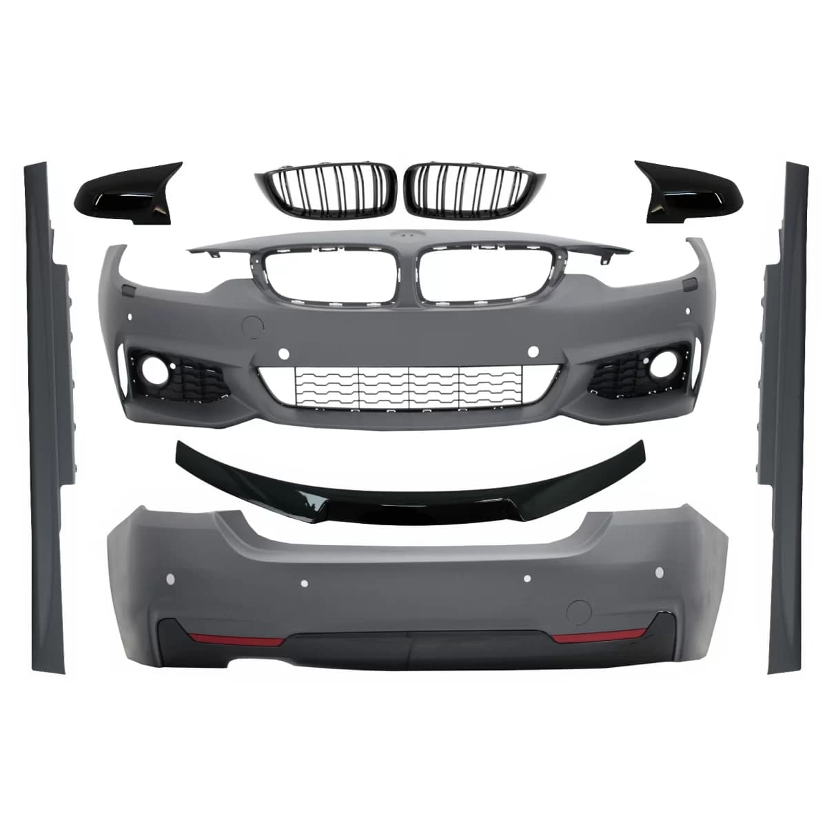 Complete Body Kit suitable for BMW 4 Series F32 Coupe (2013-up) Trunk Spoiler with Central grilles and Mirror Covers Sport Design