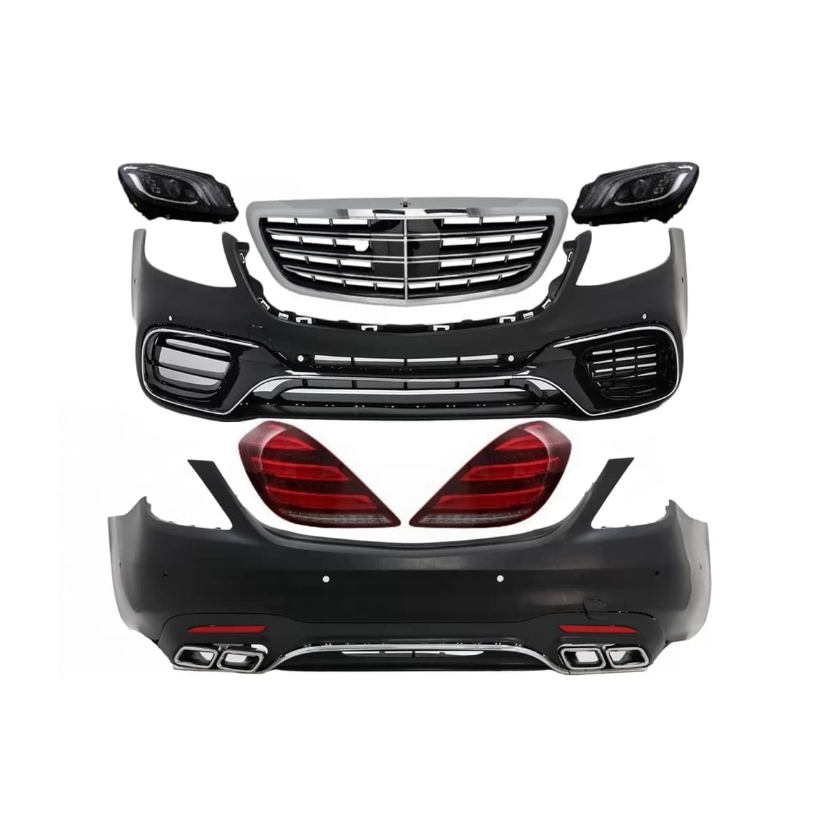 Body Kit suitable for Mercedes S-Class W222 Facelift (2013-06.2017) S63 Design with Headlights and Taillights Full LED