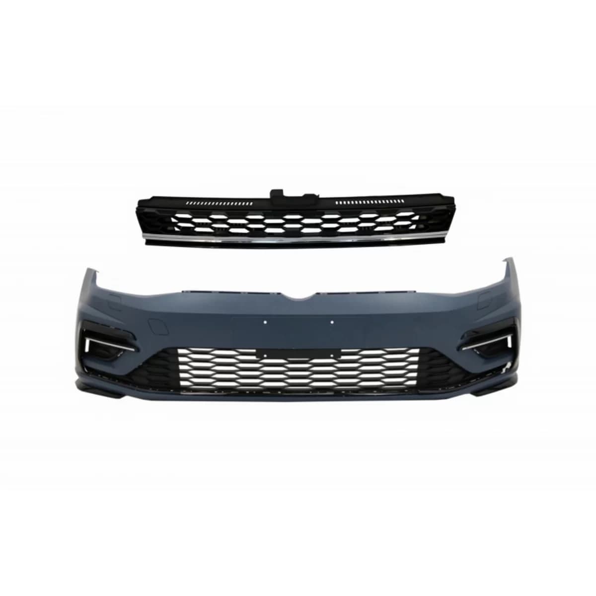 Front Bumper with Central Badgeless Grille Chrome suitable for VW Golf 7.5 (2017-2020) R Line Design