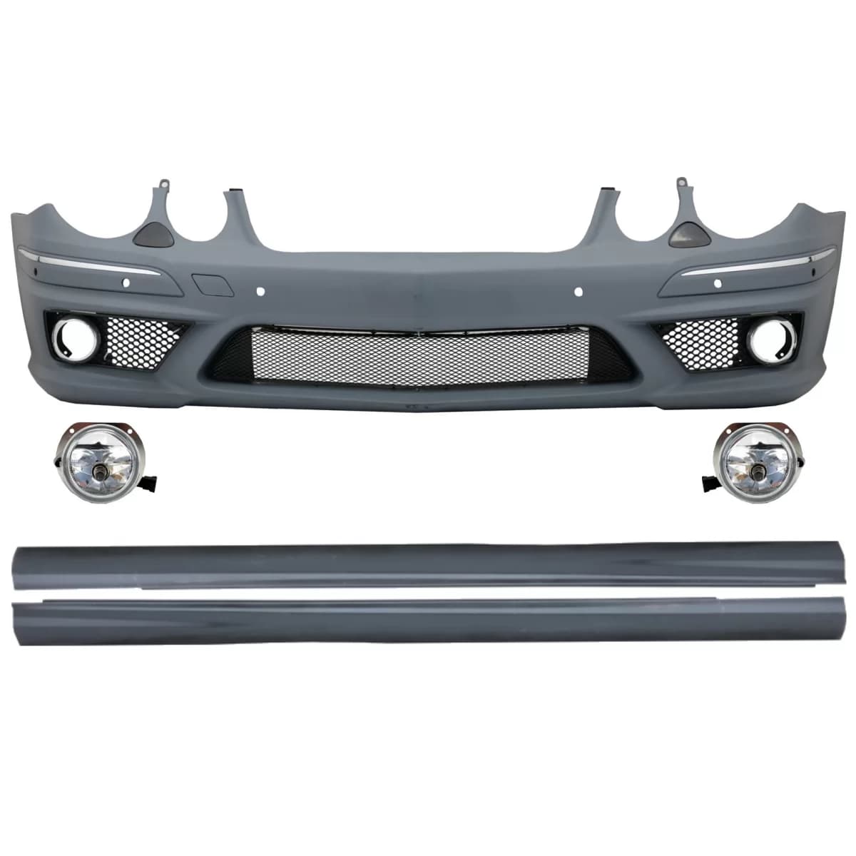 Front Bumper suitable for Mercedes W211 E-Class Facelift (2006-2009) With Fog Lights and Side Skirts