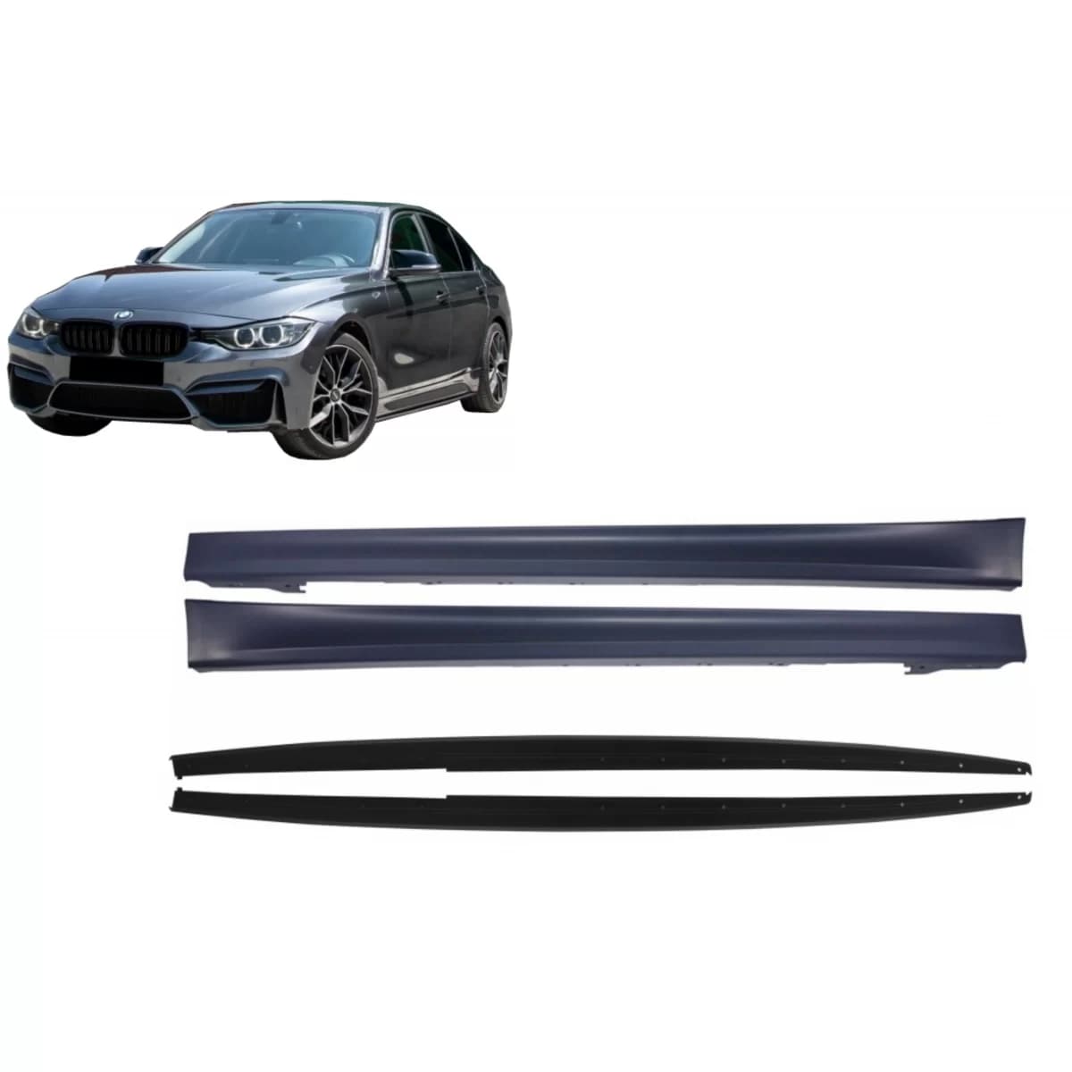 Side Skirts with Lip Extensions suitable for BMW 3 Series F30 F31 Sedan Touring (2011-2018) M3 Design