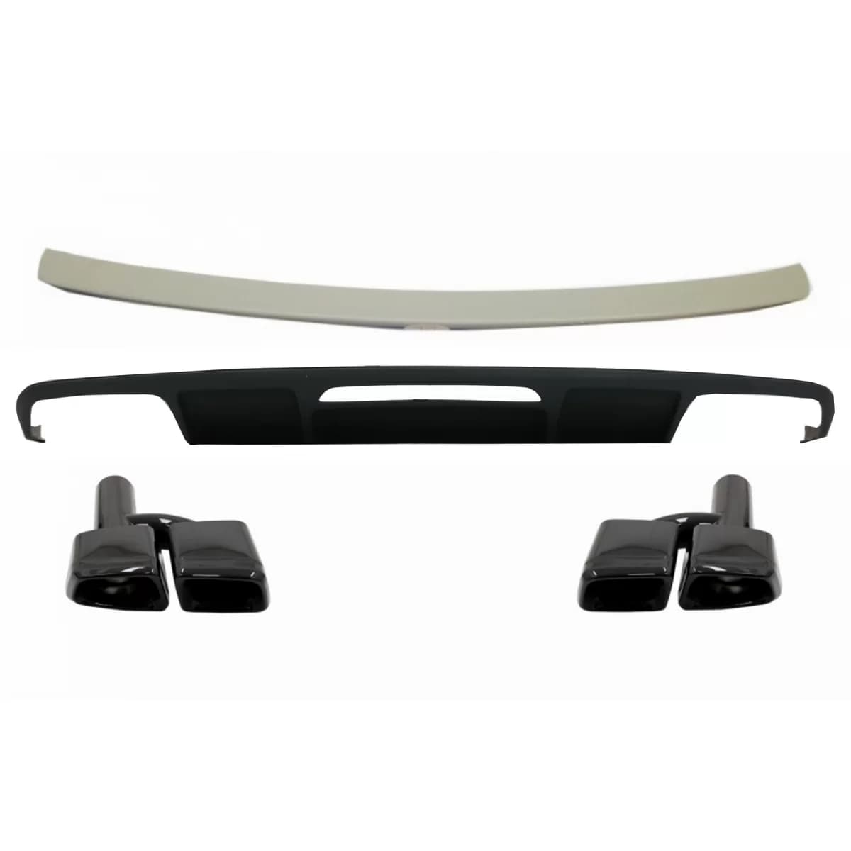 Rear Bumper Diffuser suitable for Mercedes CLS Sedan W218 (2011-2017) Trunk Spoiler and Exhaust Muffler Tips Tail Pipes Only for AMG Sport Line