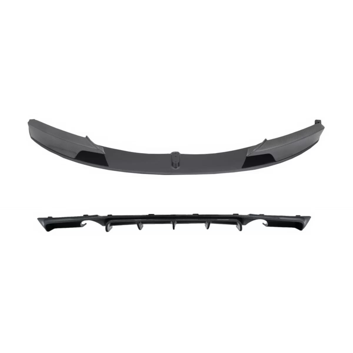 Front Bumper Spoiler Splitter with Diffuser Double Outlet for Single Exhaust suitable for BMW 3 Series F30 F31 (2011-up) M-Performance Design Carbon Film Coating