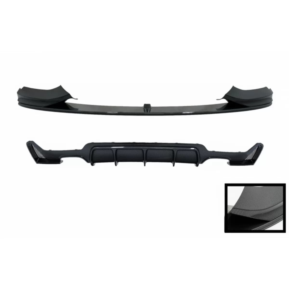 Front Spoiler with Diffuser suitable for BMW 4 Series F32 Coupe F33 Cabrio F36 Grand Coupe (2013-03.2019) M-Performance Design Carbon Film Coating