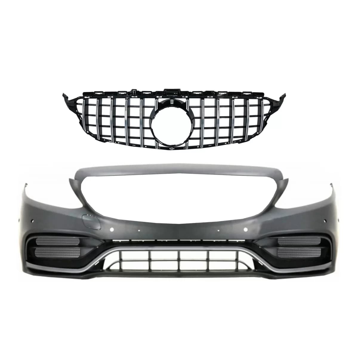 Front Bumper with Grille Chrome without 360 Camera suitable for Mercedes C-Class W205 S205 C205 A205 (2014-2018) GT-R Design
