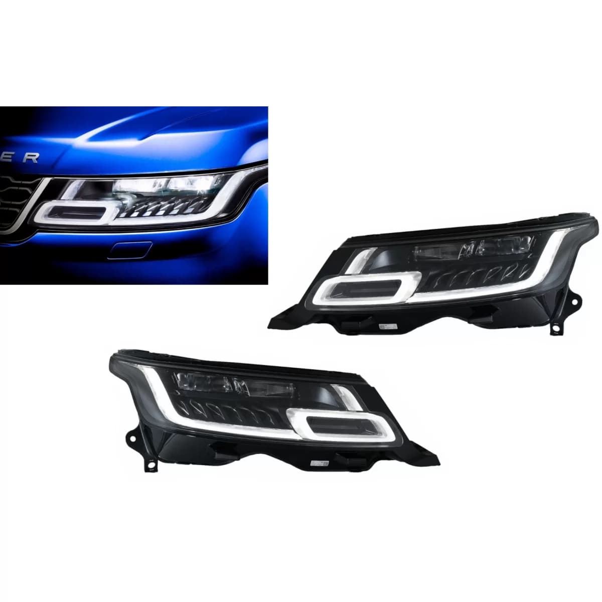 LED Headlights suitable for Range Rover Sport L494 (2013-2017) with Dynamic Signal Conversion to 2018-up Model Matrix Look