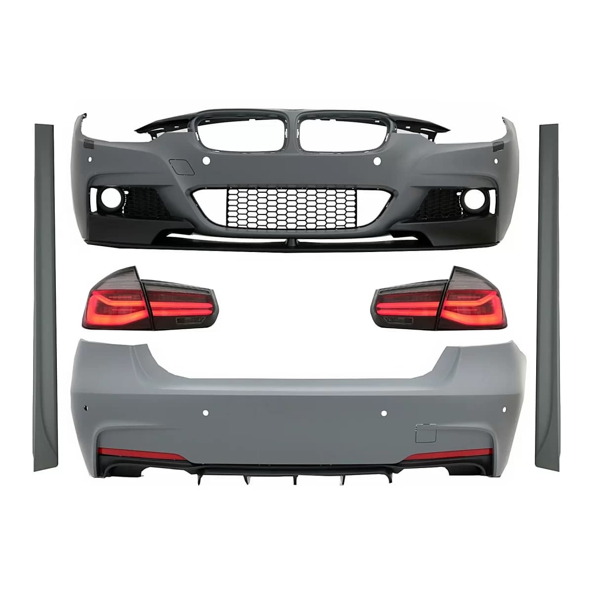 Complete Body Kit suitable for BMW 3 Series F30 (2011-2019) with LED Taillights Red Smoke Dynamic Turning Light M-Performance LCI Design