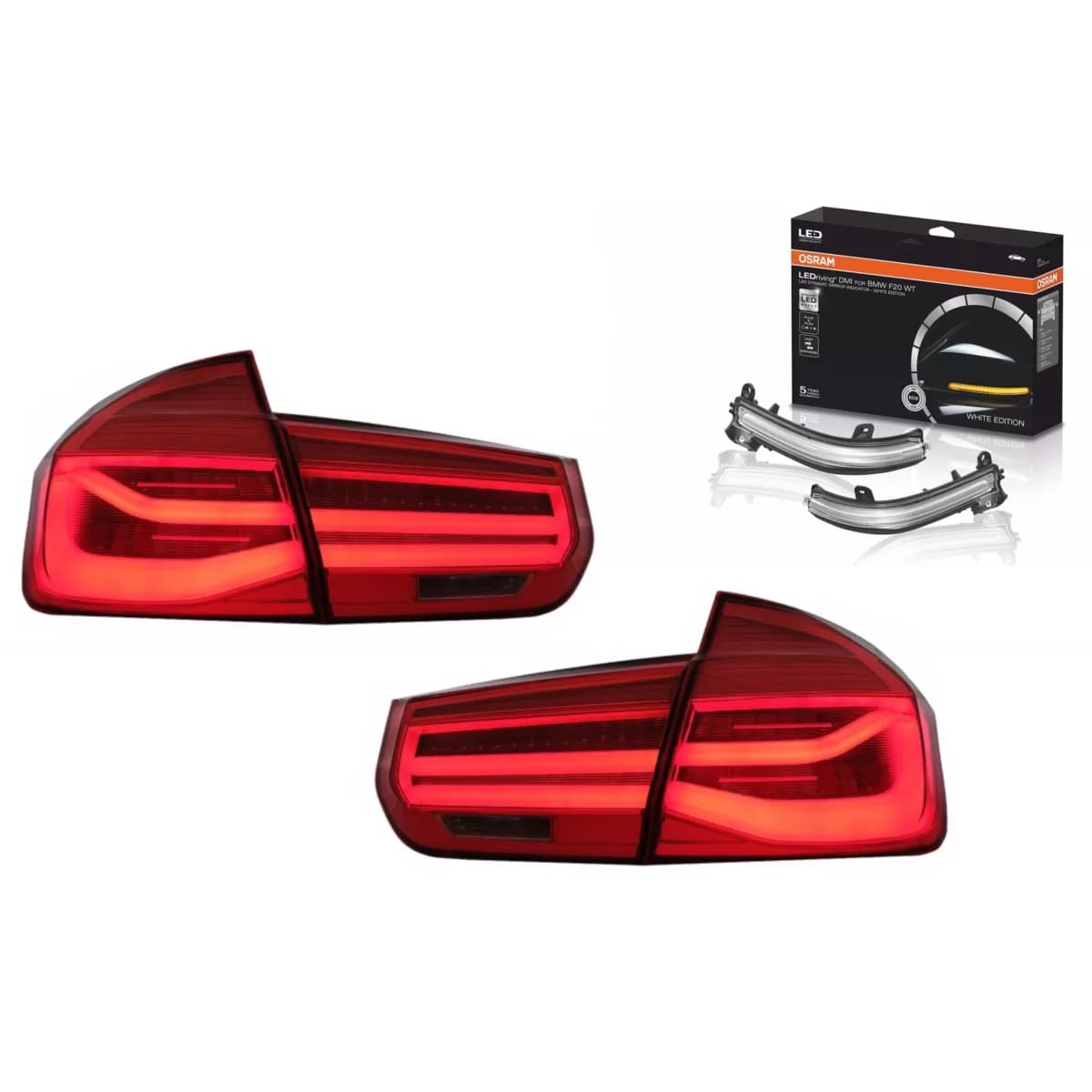 Lightning Conversion Kit to LCI Design LED Taillights and Mirror Indicators suitable for BMW 3 Series F30 (2011-2019) with Dynamic Sequential Turning Light