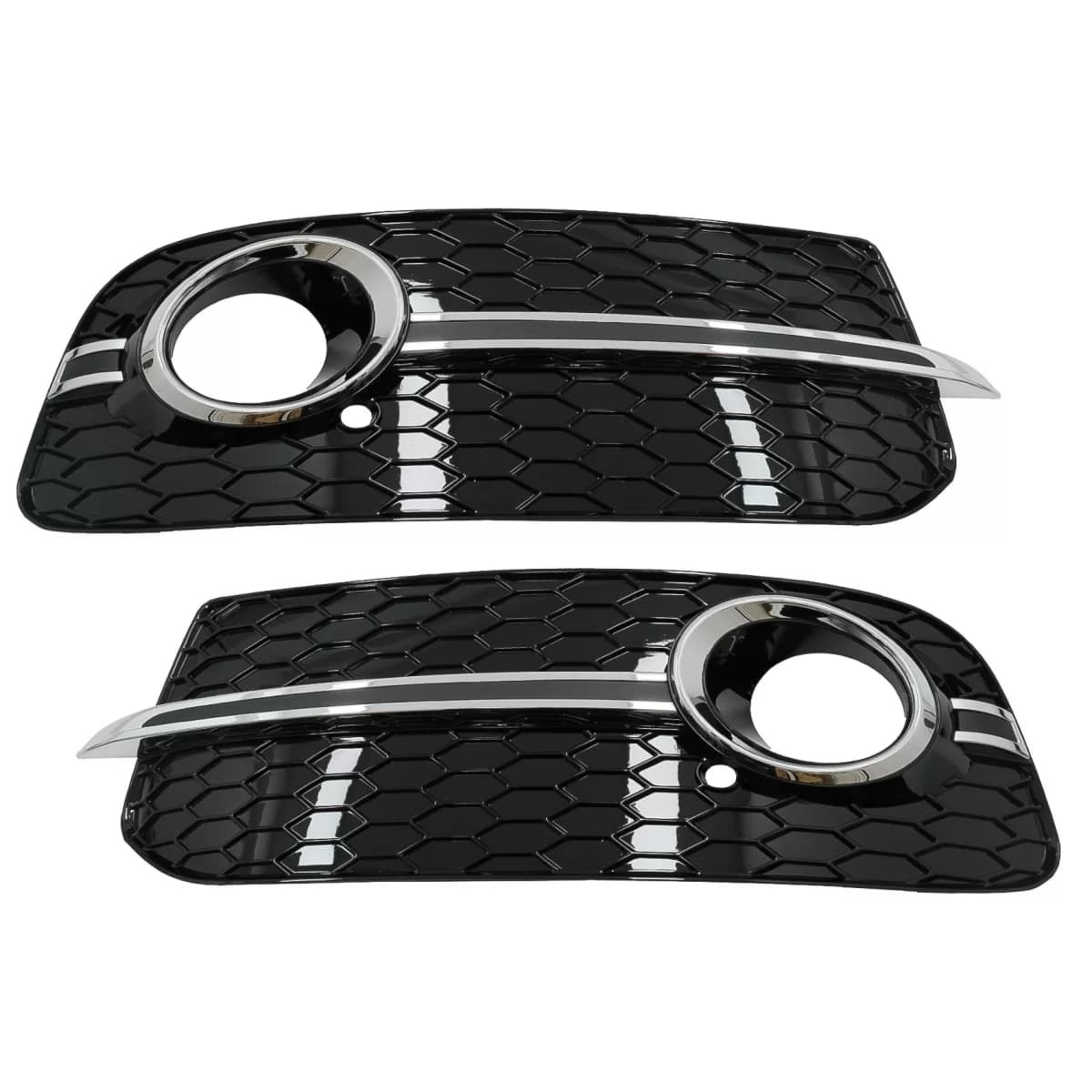 Fog Lamp Covers Side Grilles suitable for Audi Q5 SUV 8R Facelift (2012-2016) RS Design Black & Chrome