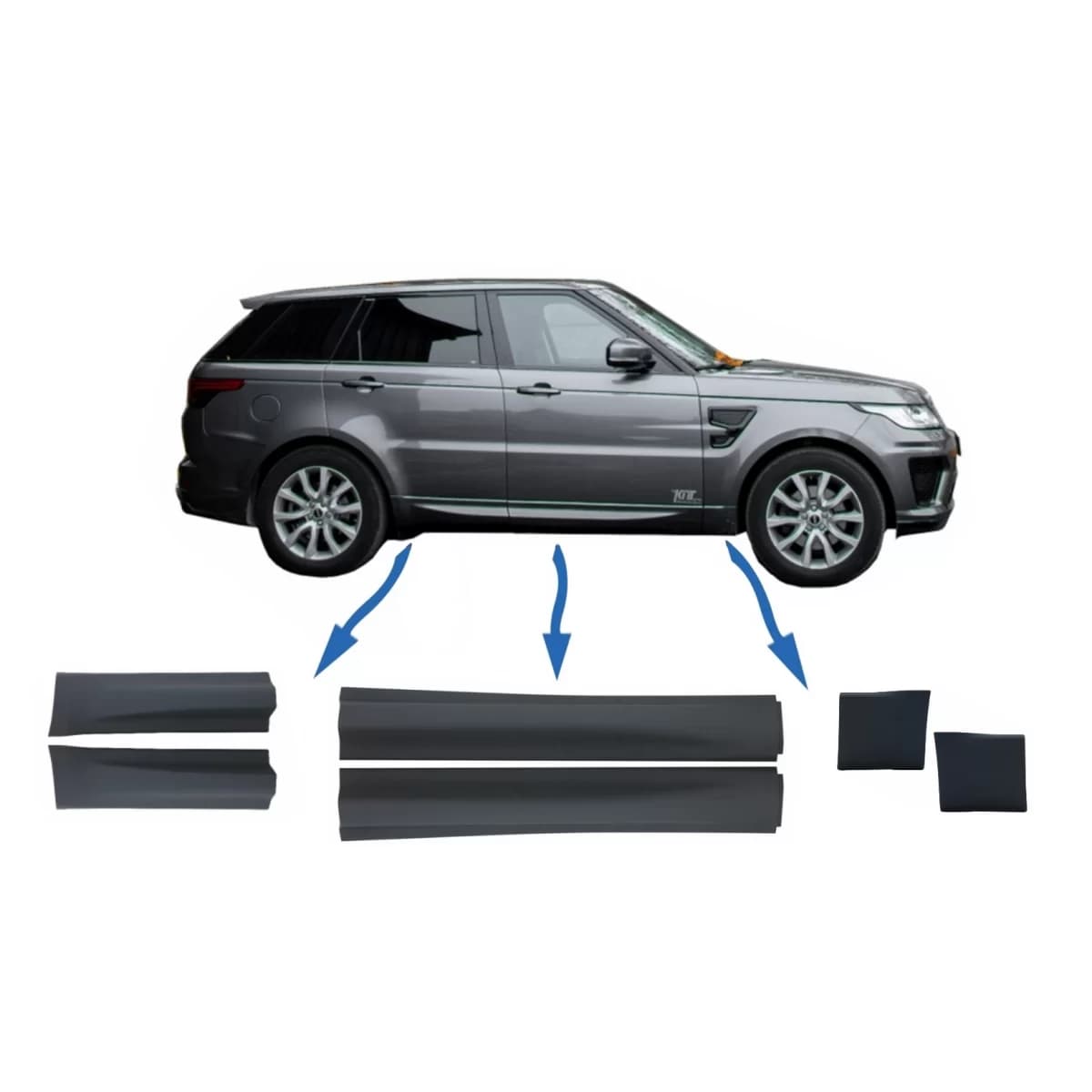 Kit Package Front/Rear Lower Door Moldings and Front Lower Fender suitable for Land Rover Range Rover Sport L494 (2013-up)