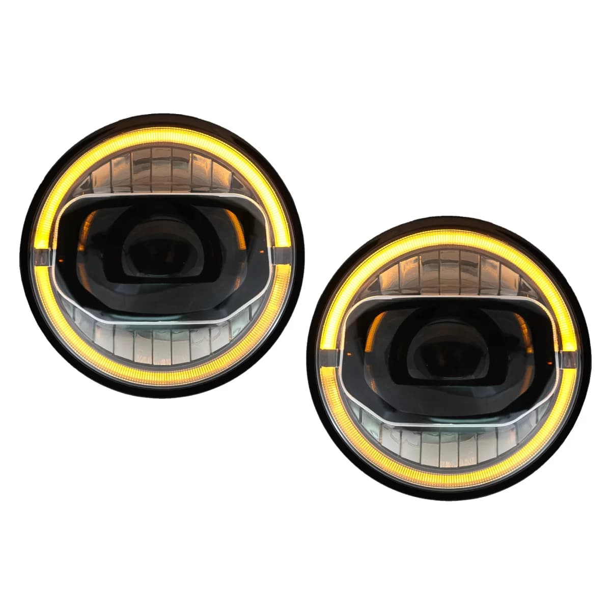 7 Inch CREE LED Headlights DRL Angel Eye Amber suitable for Jeep Wrangler JK (2007-2017) conversion to 2018+ model