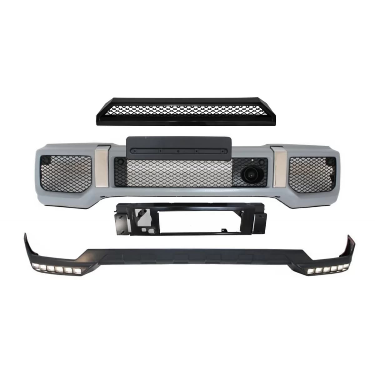 Front Bumper with Spoiler LED DRL and Upper Spoiler Lip suitable for Mercedes G-Class W463 (1989-2017) G65 Design